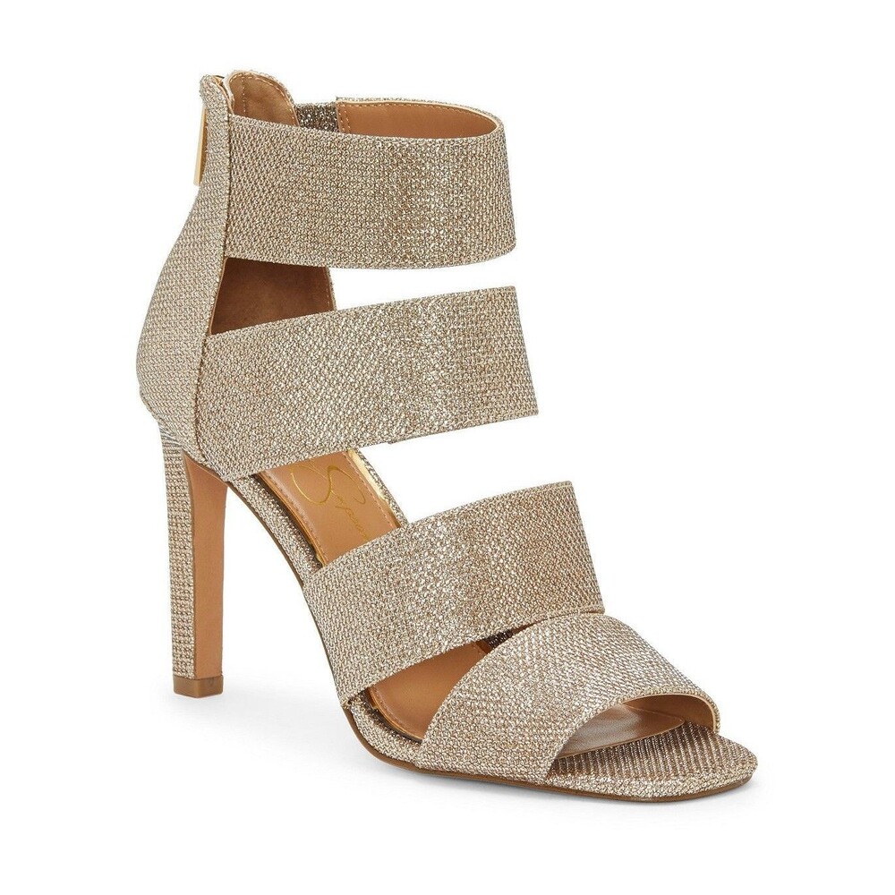 Jessica Simpson Cerina Strappy Glitter Heels Champagne Metallic | Size 7.5M